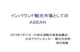 インバウンド観光市場としての ASEAN - mlit.go.jp...ASEANの人口/ 主な宗教 2012年人口 宗教 ブルネイ 43万人 イスラム教（67％）、仏教（13％）、キリスト教（10％）