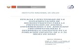 INSTITUTO NACIONAL DE SALUD...eficacia y efectividad de la suplementaciÓn de micronutrientes para la prevenciÓn de anemia, enfermedades y un adecuado crecimientolineal y desarrollo