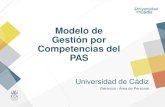 Modelo de Gestión por Competencias del PAS · 2020. 11. 6. · Modelo actual Asignación de competencias y nivel según puesto –tipo. 11 puestos –tipo 8 competencias a cada puesto