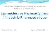 d Agadir Lesmé’ers duPharmacien$ lʼIndustrie$Pharmaceuque$€¦ · Le Pharmacien dans lʼindustrie pharmaceutique • Affaires réglementaires • Enregistrements des produits