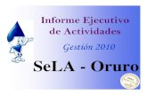 SeLA SeLA - Oruro Orurodicyt.uto.edu.bo/.../06/SELA-Oruro-informe-gestion-2010.pdfOruro, sino como aquella sin fines de lucro, que funciona únicamente con los recursos obtenidos a