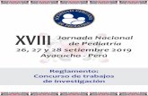 XVIII Jornada Nacional de PediatríaXVIII Jornada Nacional de Pediatría 26, 27 y 28 setiembre 2019 Centro de esparcimiento del Consejo Regional XVI CMP Ayacucho - Perú Reglamento