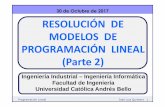 30 de Octubre de 2017 RESOLUCIÓN DE MODELOS DE … 09 (30-10... · 2017. 11. 2. · Programación Lineal José Luis Quintero 2 30 de Octubre de 2017 Postgrado de Investigación de