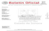Boletín Oficial · 2017. 6. 15. · Boletín Oficial ; Gobierno del Estado de . Sonora . Tomo CXCIX Hermosillo, Sonora Número 46 Secc. IV Jueves 8 de Junio de 2017 . Directorio