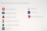 Herramientas para 3d Modeling · Herramientas para 3d Modeling DS Solidworks Autodesk Maya Autodesk Alias Autodesk 3DS Max Autodesk Inventor Z-brush Blender DS Catia Google Sketchup.