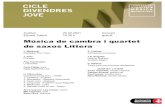 Música de cambra i quartet de saxos Littera...Auditori 26.02.2021 Concert Eduard Toldrà 19:30 h gratuït Música de cambra i quartet de saxos Littera J. Massenet Meditation from