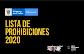 LISTA DE PROHIBICIONES 2020 · 2020. 2. 3. · prohibidos siempre (en y fuera de competiciÓn) de acuerdo con el artÍculo 4.2.2 del cÓdigo mundial antidopaje, todas las sustancias