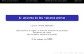 Luis Narvaez Macarro - Real Academia Sevillana de CienciasInicio · 2021. 2. 1. · Primos a nuestro alrededor Los nu´meros primos Distribuci´on de los nu´meros primos Aplicaciones