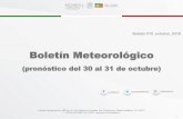 Boletin Meteorologico del 30 al 31 de octubre 010 octubre - Gob · 2019. 4. 18. · No. de reporte: 010 Fecha: 30 de octubre de 2018 Hora de emisión: 15:00 h. Pronóstico a corto