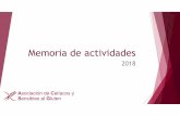 Memoria actividades 2018 · 2019. 6. 24. · Memoria de actividades 2018 Atención a pacientes Formación Divulgación Investigación Contactos y consultas Sesiones informativas,