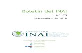 Boletín del INAIinai.org.ar/archivos/boletines/Boletin INAI 175.pdf · Boletín del INAI Nº 175 Noviembre de 2018 Av. Corrientes 127, Bs. As., Argentina (C1043AAB) +54 11 4312-1092
