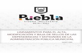 LINEAMIENTOS PARA EL ALTA, MODIFICACIÓN Y BAJA DE …gobiernoabierto.pueblacapital.gob.mx/transparencia_file/... · 2020. 9. 7. · únicamente por el Enlace Administrativo u área