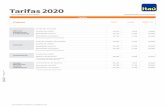 Tarifas 2020 · 2019. 11. 27. · Producto Tarifas 2020 Vigencia desde el 1° de enero de 2020 Tarjetas Débito Tarifa $ Iva 19% Tarifa $ + Iva Producto Tarjetas Recargable y Bono
