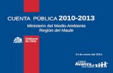 CUENTA PÚBLICA 2010-2013 · 2019. 6. 24. · Entrada en vigencia de la Norma de Calidad de Aire para MP2,5 • Contiene información en línea de las estaciones de monitoreo de calidad
