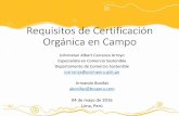 Requisitos de Certificación Orgánica en Campo