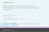 Materia: Epistemología y Métodos de la Investigación Social