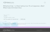 Materia: Literatura Europea del Renacimiento