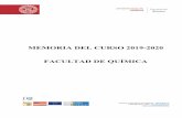 MEMORIA DEL CURSO 2019-2020 FACULTAD DE QUÍMICA