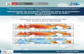 Diferencia entre la temperatura del mar observada y simulada