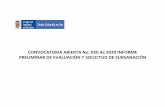 CONVOCATORIA ABIERTA No. 020 de 2020 INFORME PRELIMINAR DE …